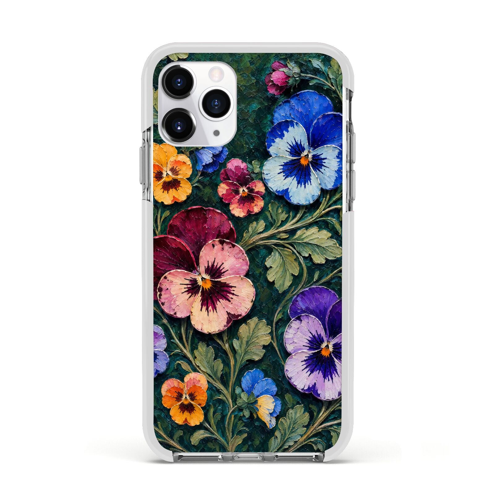 Pansy Parade Apple iPhone 11 Pro in Silver with White Impact Case