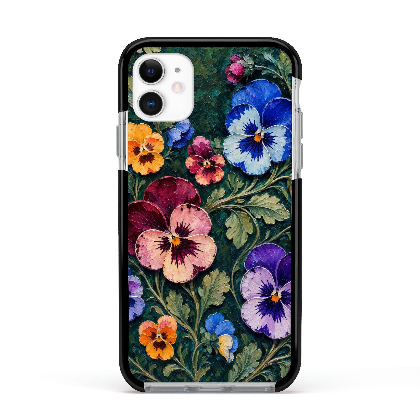 Pansy Parade Apple iPhone 11 in White with Black Impact Case