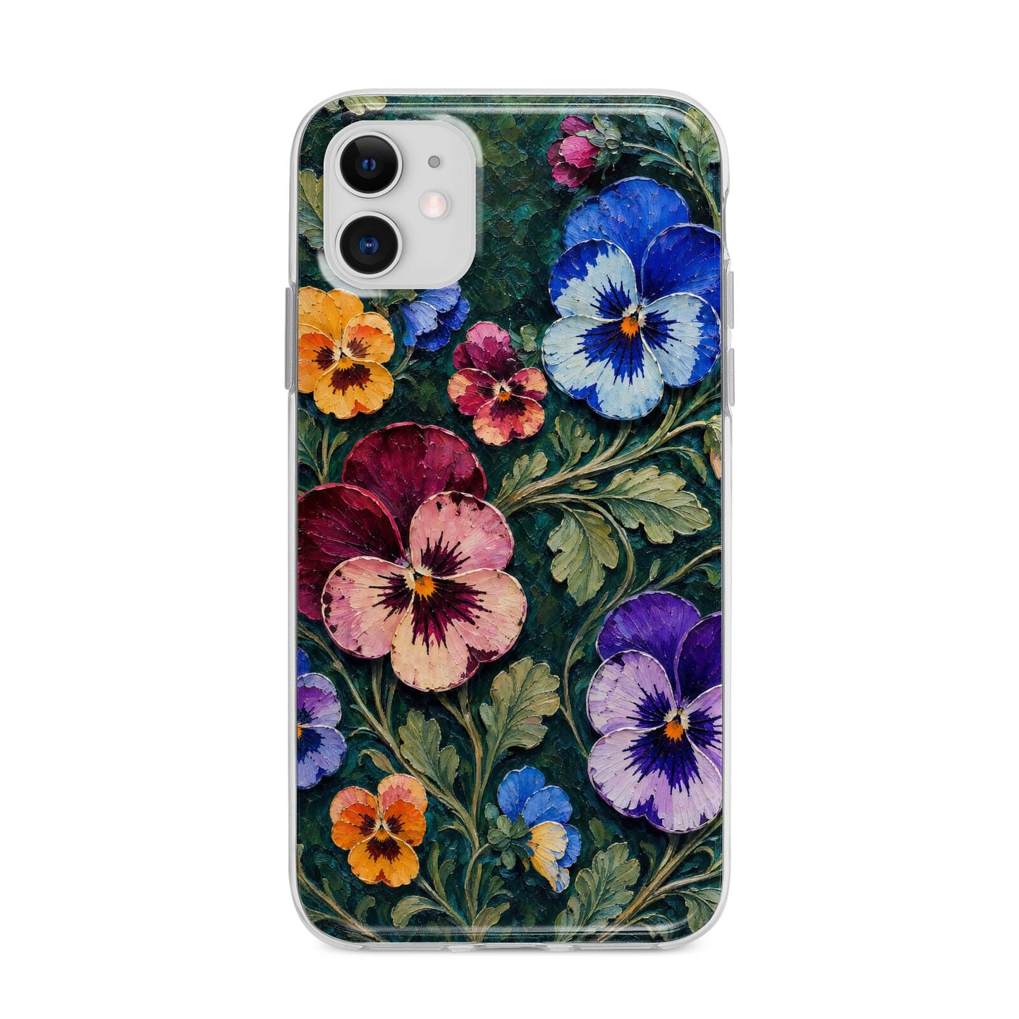 Pansy Parade Apple iPhone 11 in White with Bumper Case