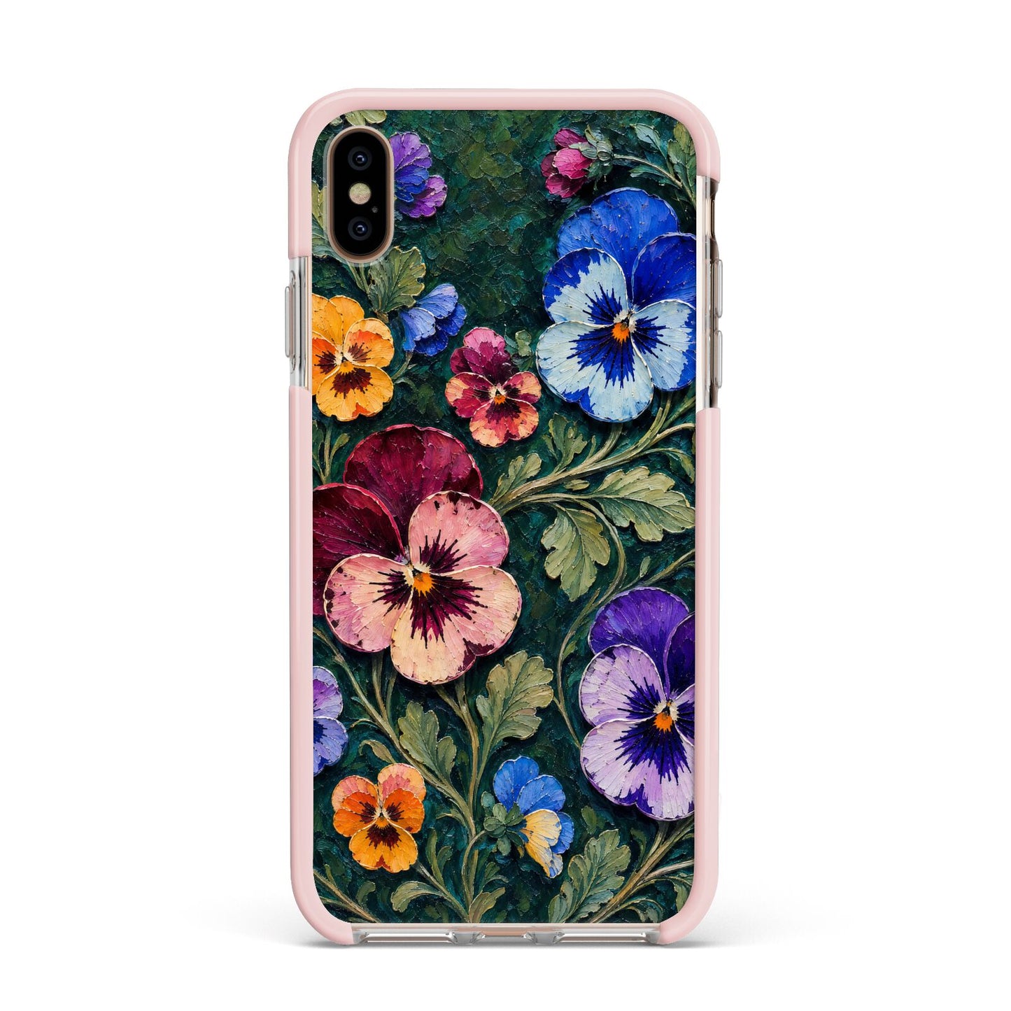 Pansy Parade Apple iPhone Xs Max Impact Case Pink Edge on Gold Phone