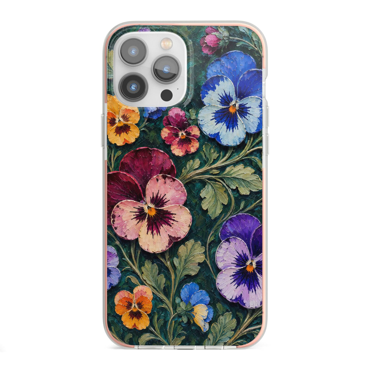 Pansy Parade iPhone 13 Pro Max TPU Impact Case with Pink Edges
