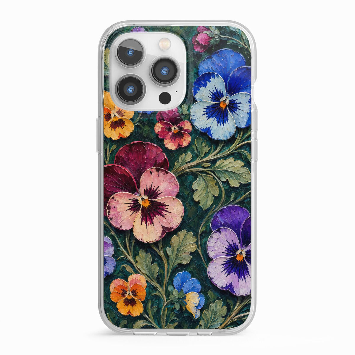Pansy Parade iPhone 13 Pro TPU Impact Case with White Edges