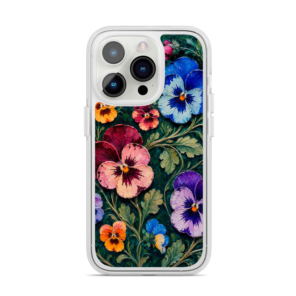 Pansy Parade iPhone 14 Pro Clear Tough Case Silver