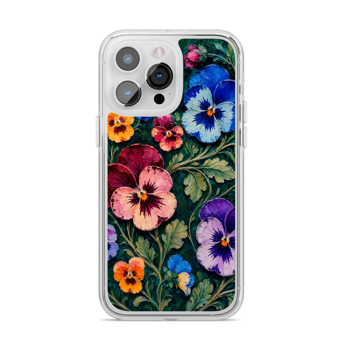 Pansy Parade iPhone 14 Pro Max Clear Tough Case Silver