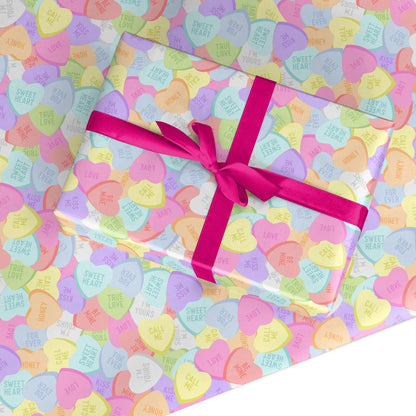 Pastel Candy Hearts Custom Wrapping Paper