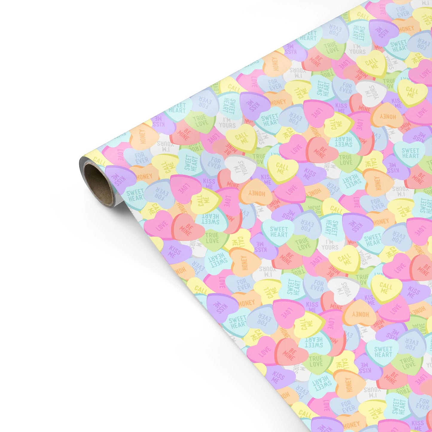 Pastel Candy Hearts Personalised Gift Wrap