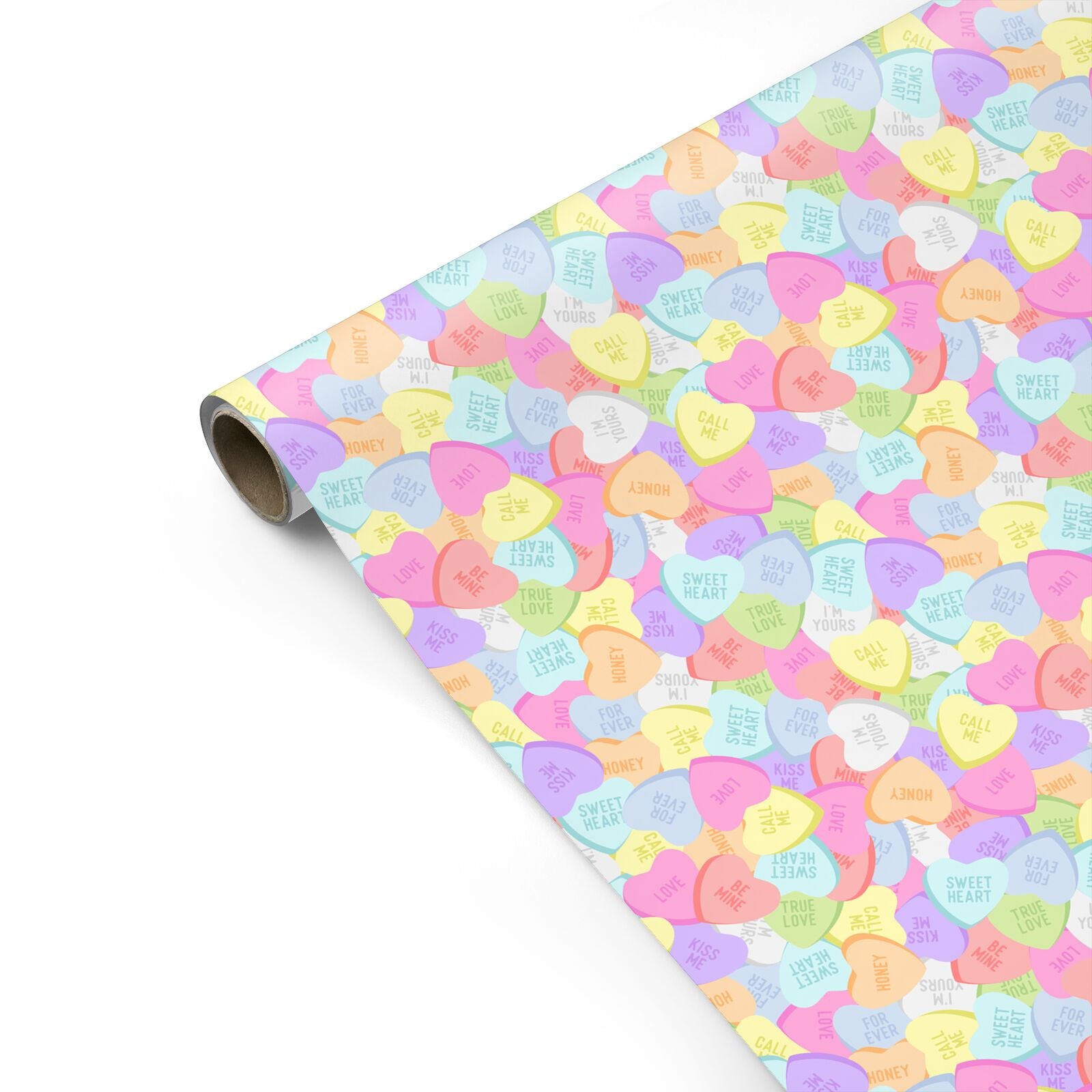 Pastel Candy Hearts Personalised Gift Wrap