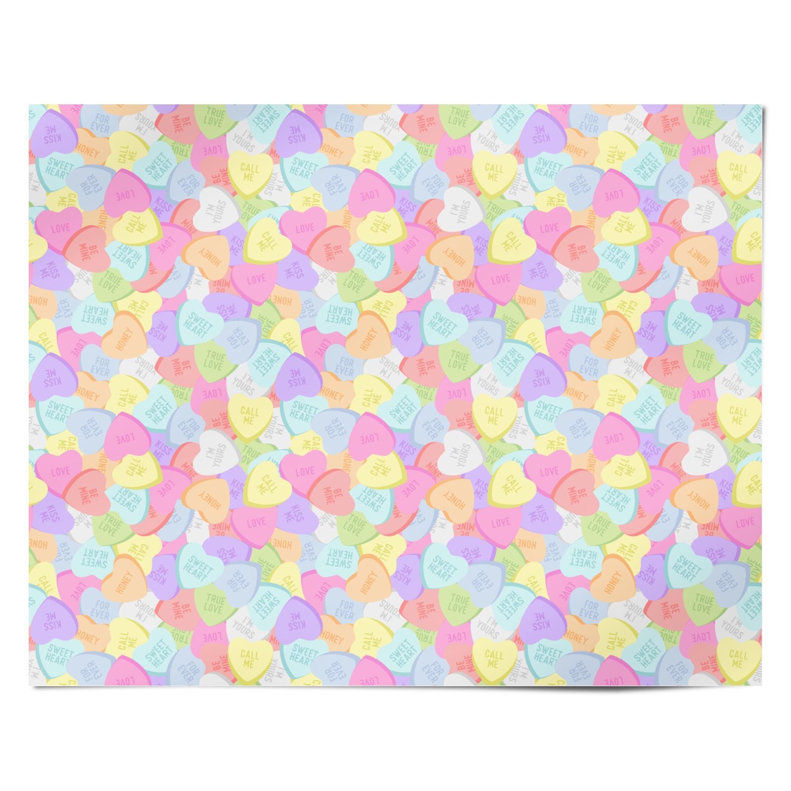 Pastel Candy Hearts Personalised Wrapping Paper Alternative