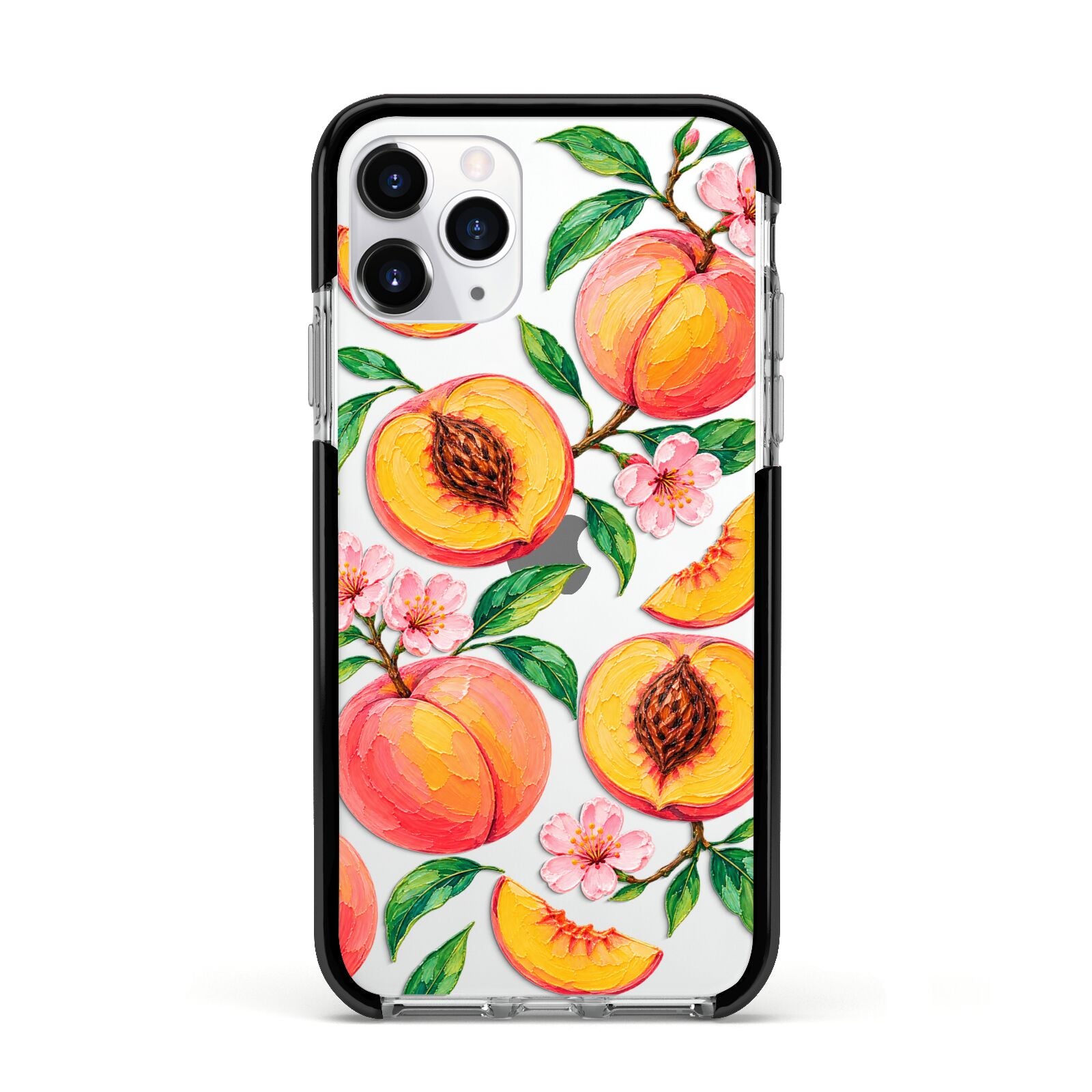 Peach Sorbet Apple iPhone 11 Pro in Silver with Black Impact Case
