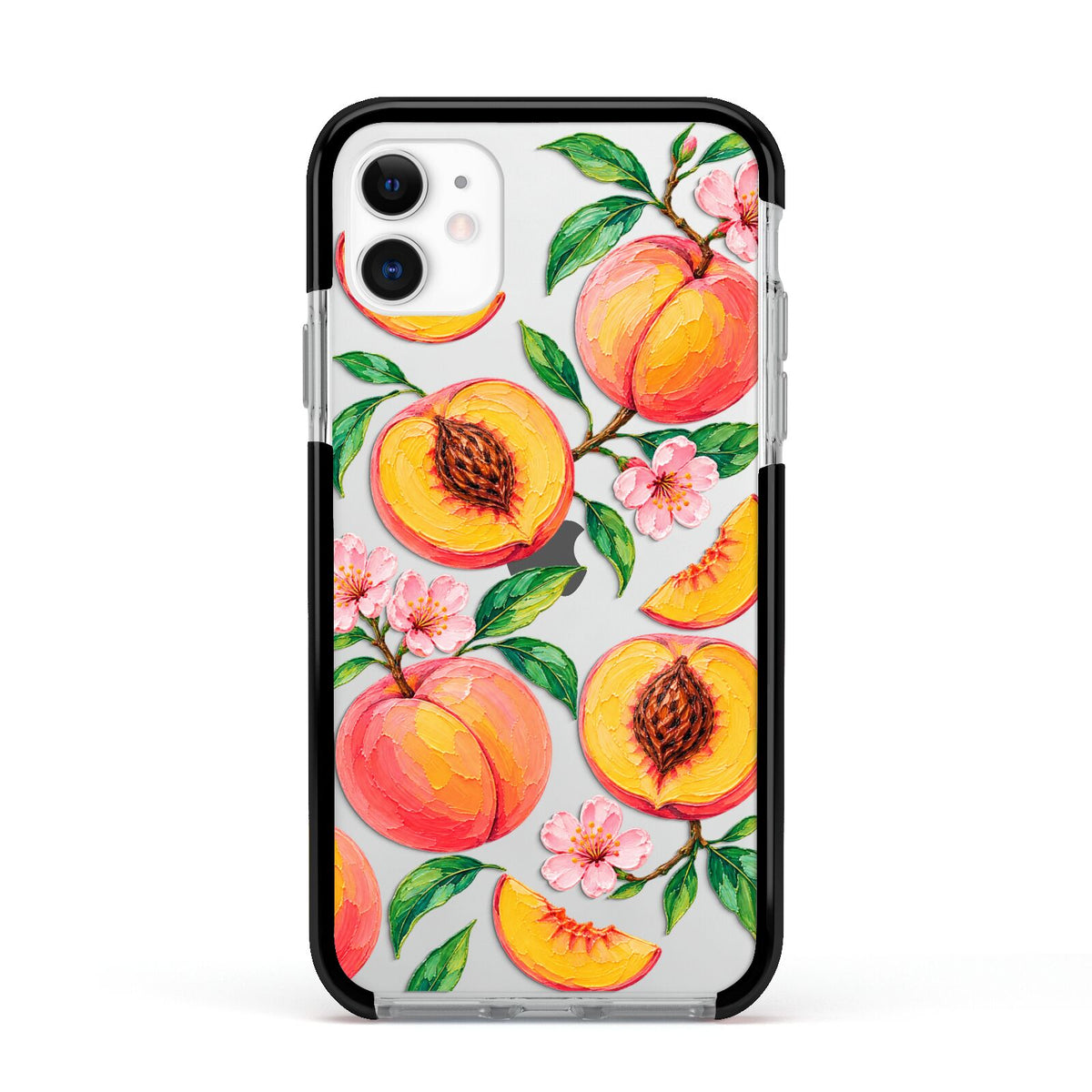 Peach Sorbet Apple iPhone 11 in White with Black Impact Case