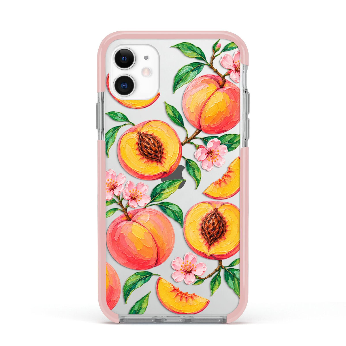 Peach Sorbet Apple iPhone 11 in White with Pink Impact Case