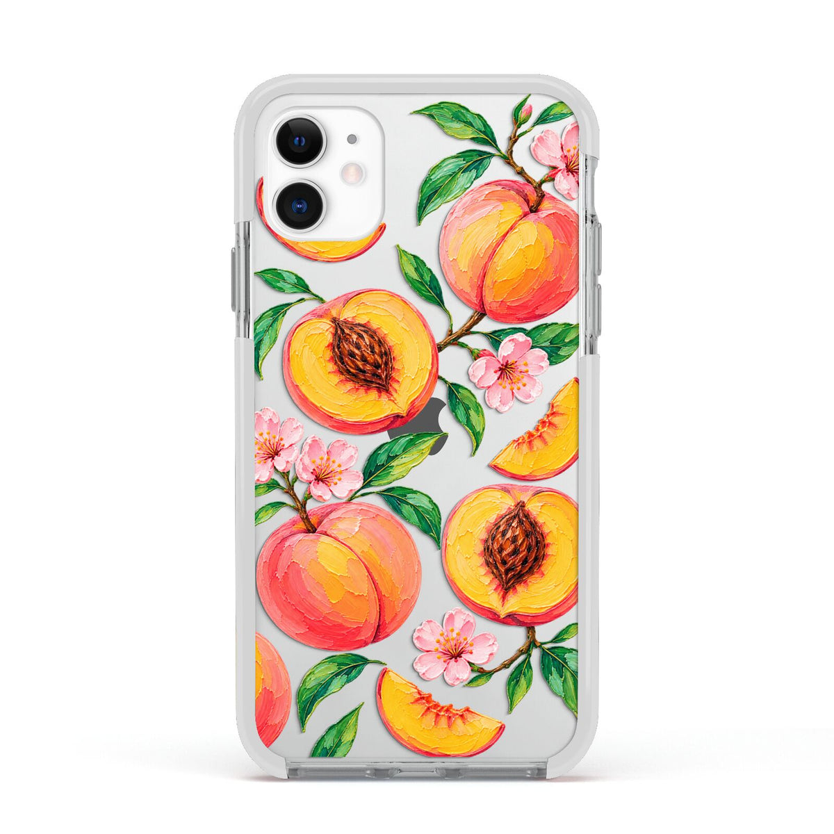 Peach Sorbet Apple iPhone 11 in White with White Impact Case