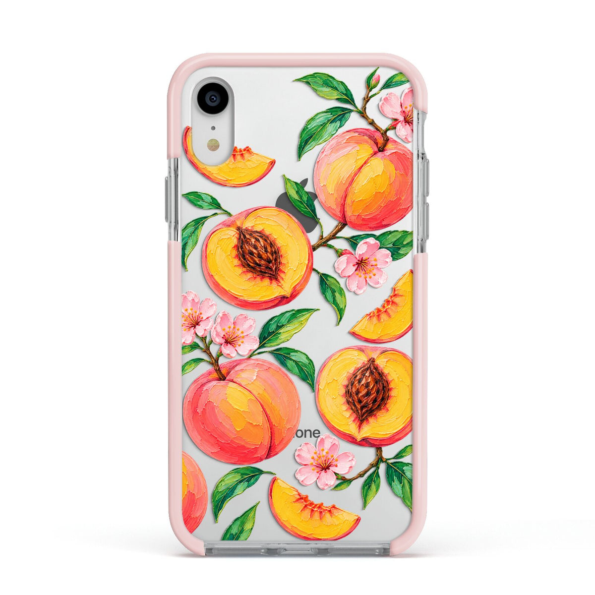 Peach Sorbet Apple iPhone XR Impact Case Pink Edge on Silver Phone