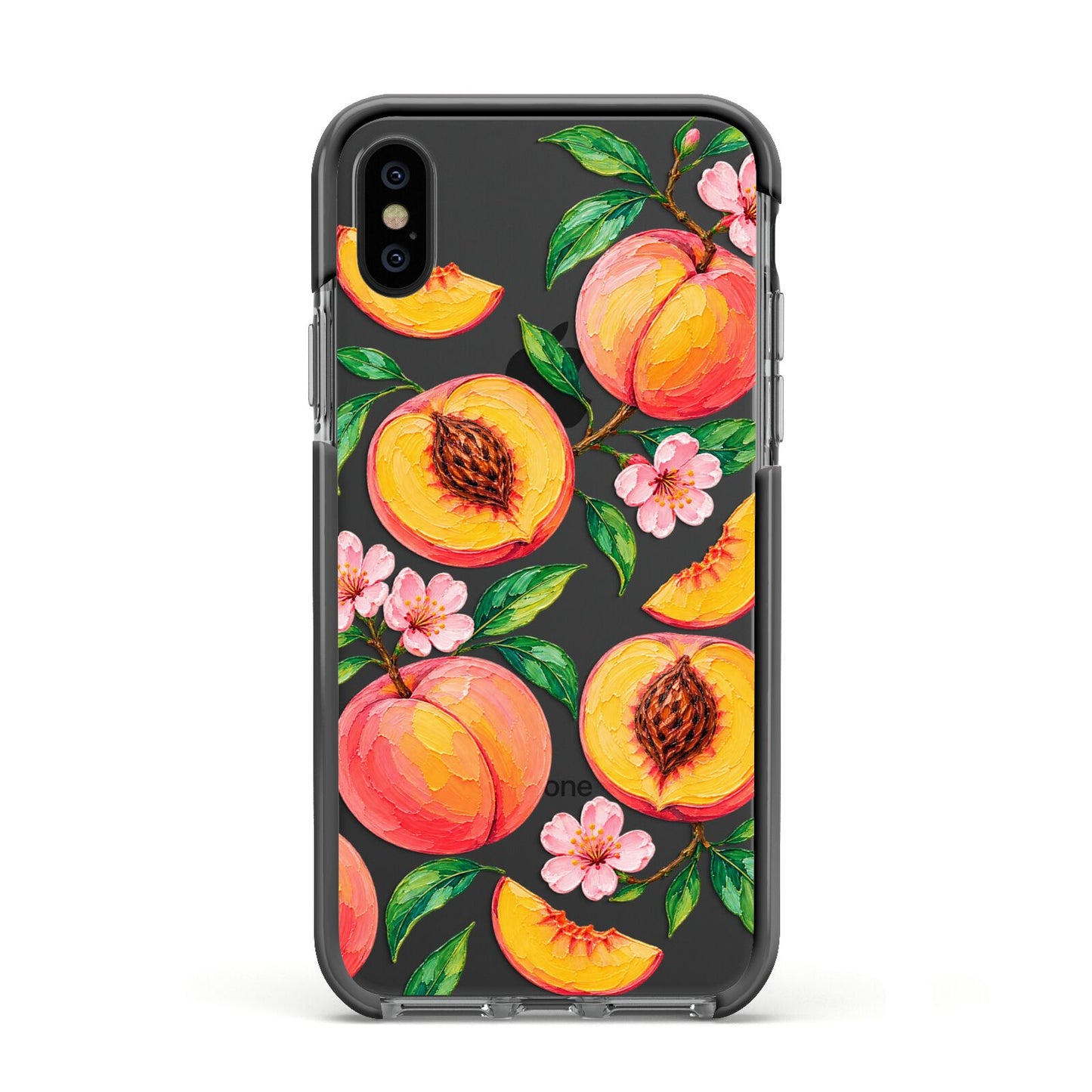 Peach Sorbet Apple iPhone Xs Impact Case Black Edge on Black Phone