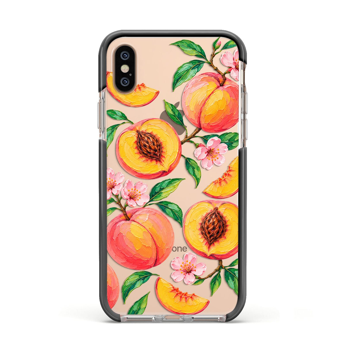 Peach Sorbet Apple iPhone Xs Impact Case Black Edge on Gold Phone
