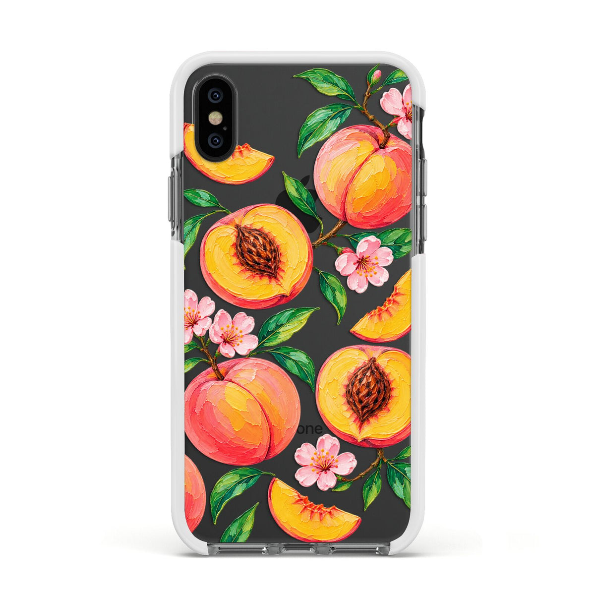 Peach Sorbet Apple iPhone Xs Impact Case White Edge on Black Phone