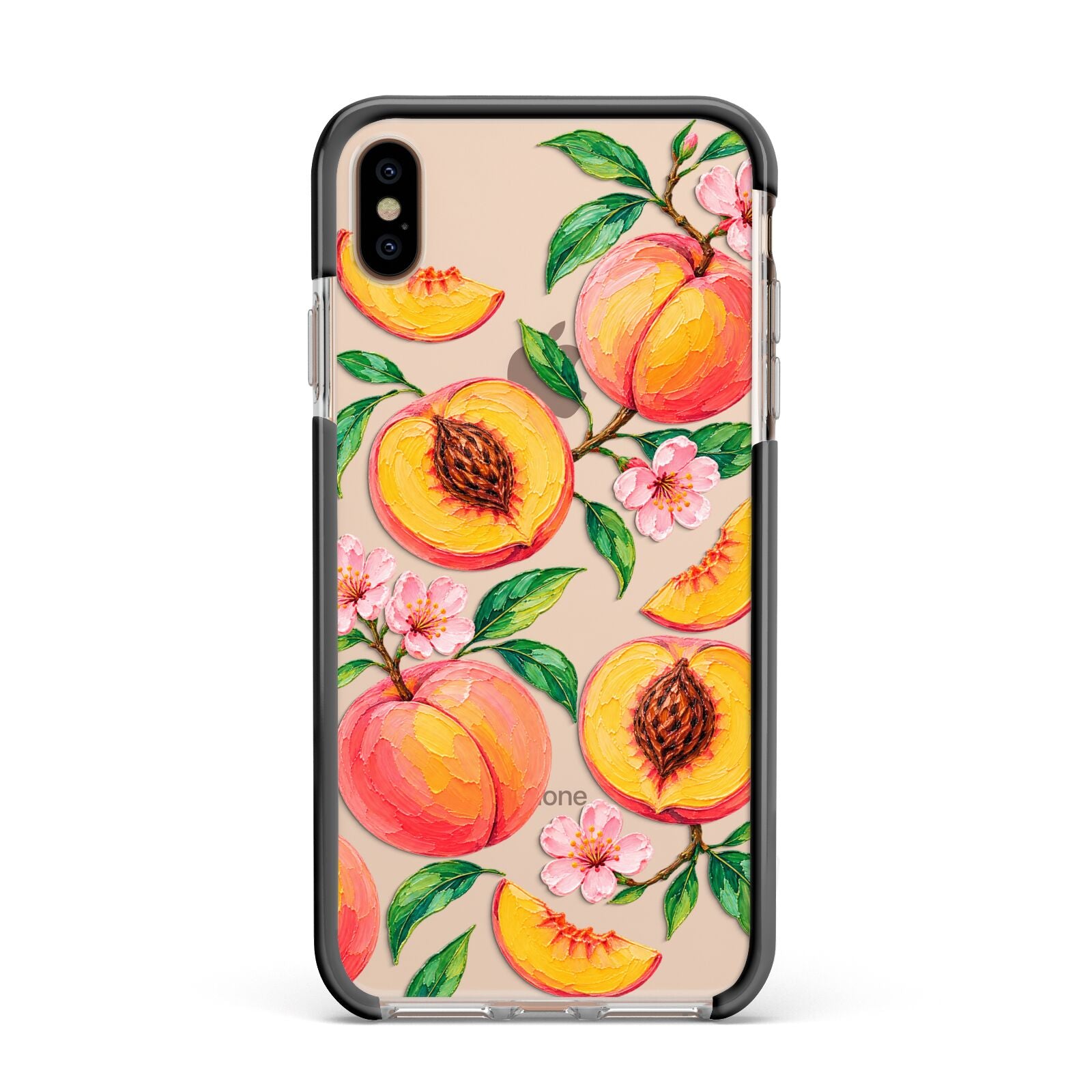 Peach Sorbet Apple iPhone Xs Max Impact Case Black Edge on Gold Phone
