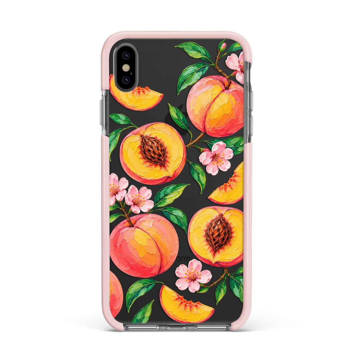 Peach Sorbet Apple iPhone Xs Max Impact Case Pink Edge on Black Phone