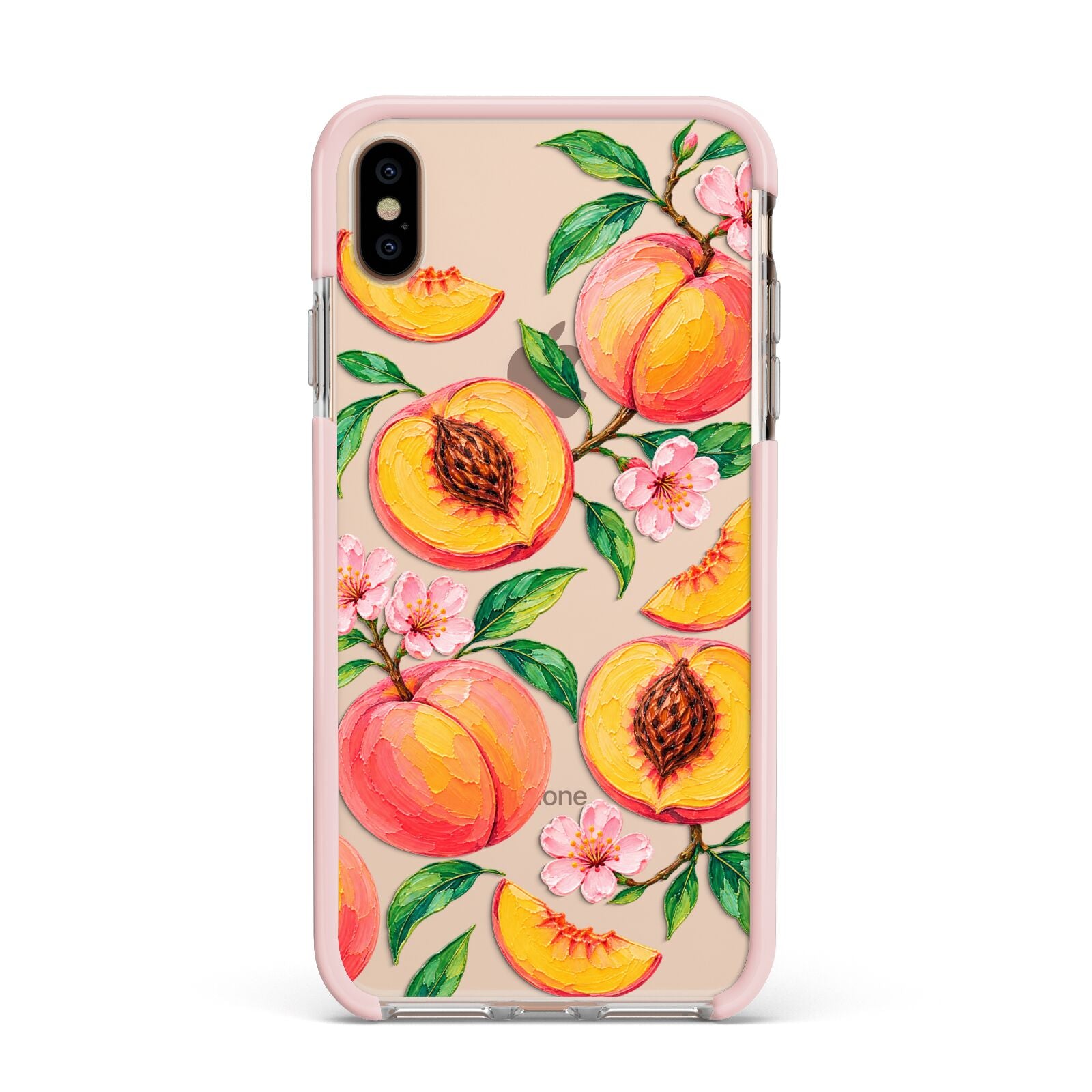 Peach Sorbet Apple iPhone Xs Max Impact Case Pink Edge on Gold Phone