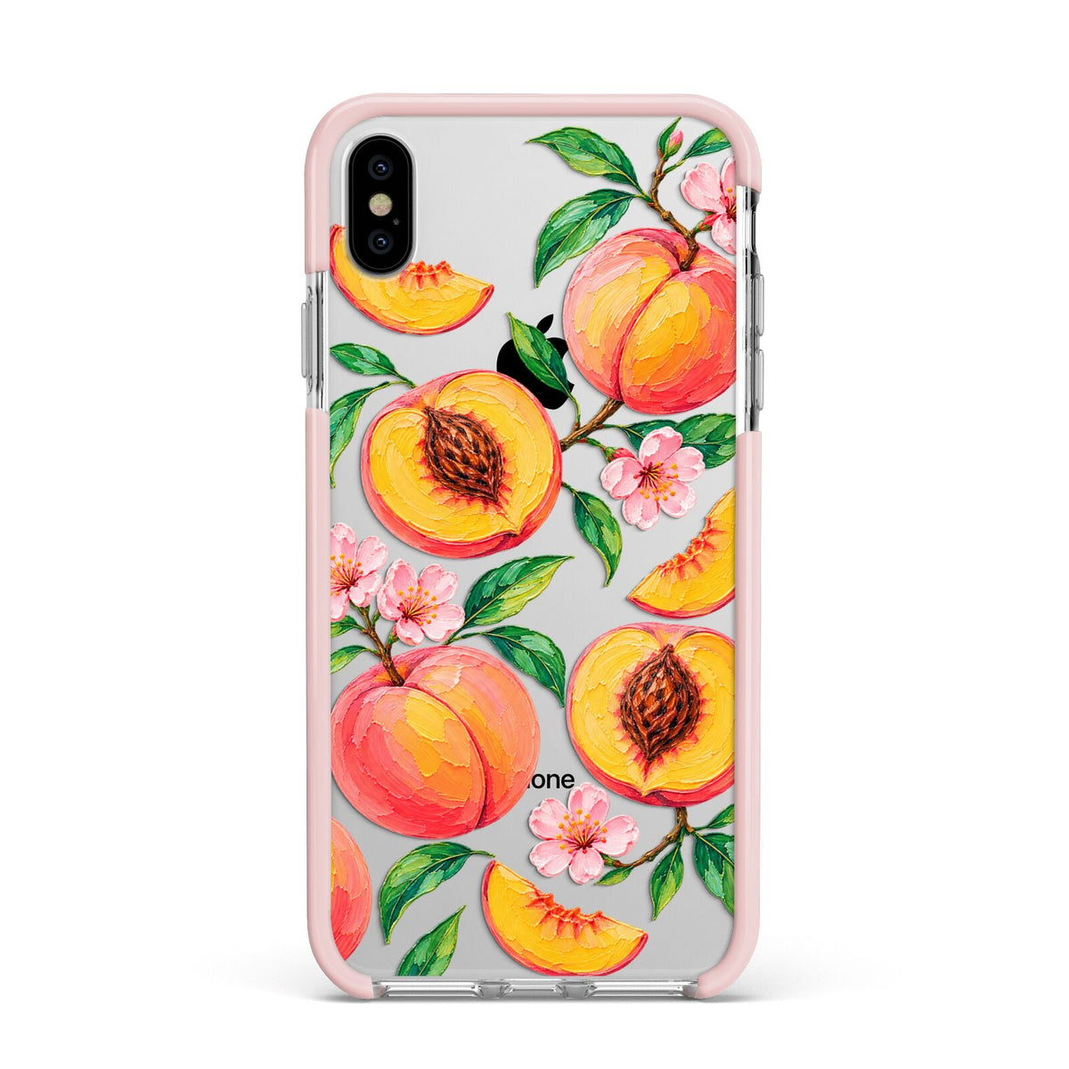 Peach Sorbet Apple iPhone Xs Max Impact Case Pink Edge on Silver Phone