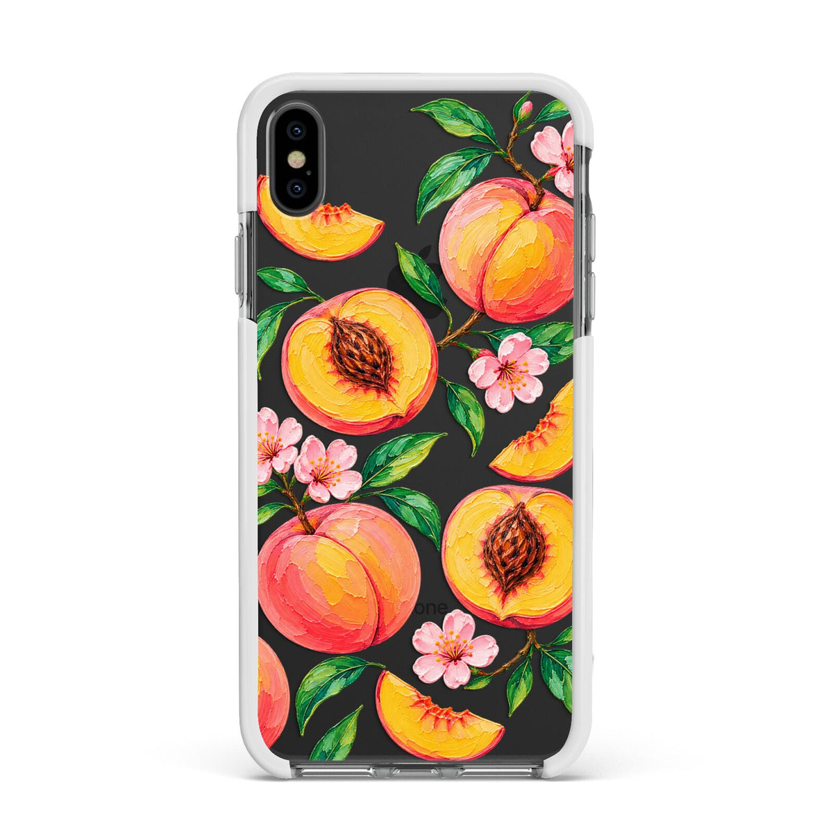 Peach Sorbet Apple iPhone Xs Max Impact Case White Edge on Black Phone