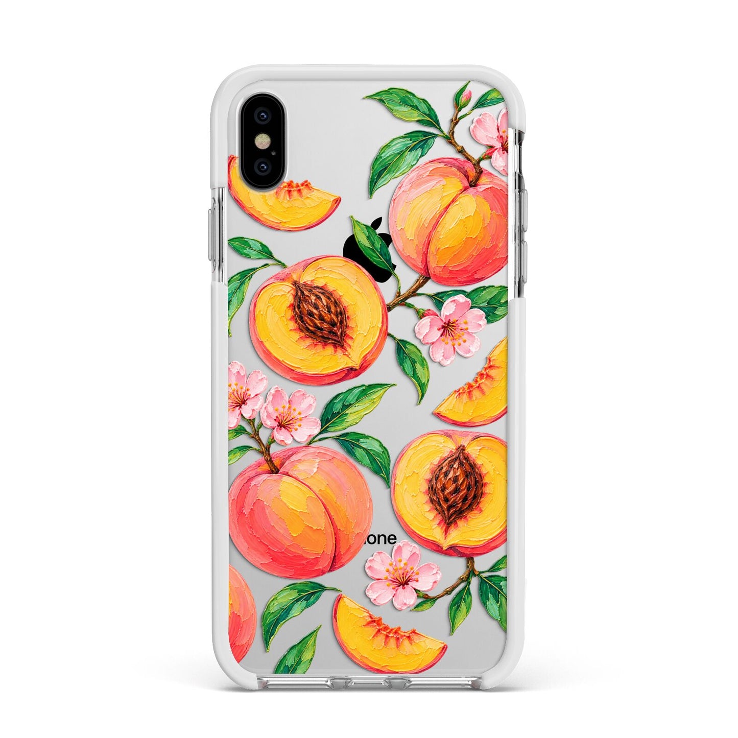 Peach Sorbet Apple iPhone Xs Max Impact Case White Edge on Silver Phone