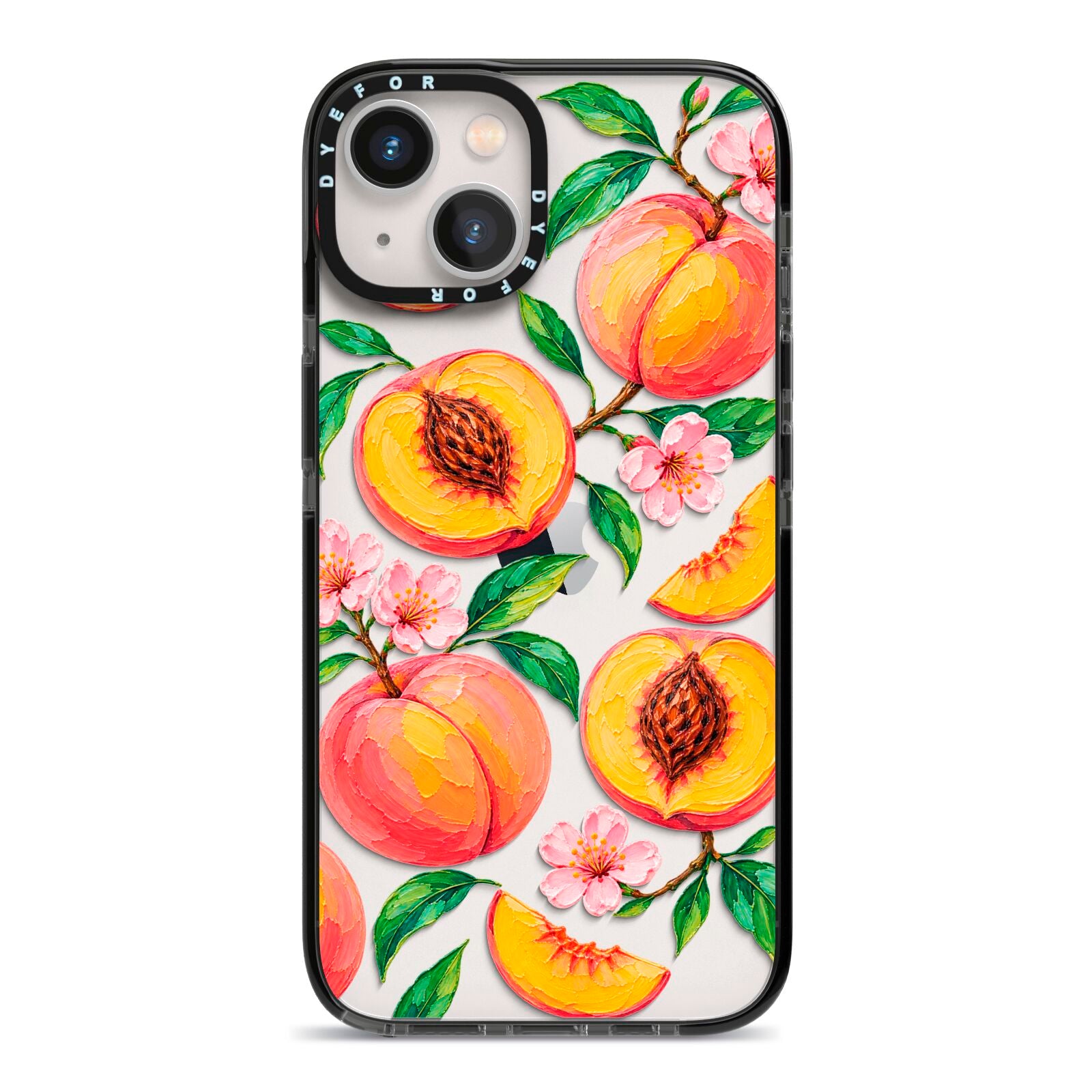 Peach Sorbet iPhone 13 Black Impact Case on Silver phone