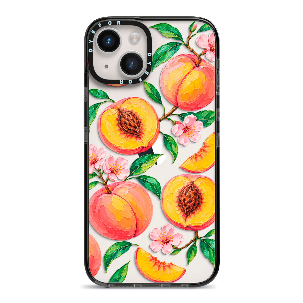 Peach Sorbet iPhone 14 Black Impact Case on Silver phone