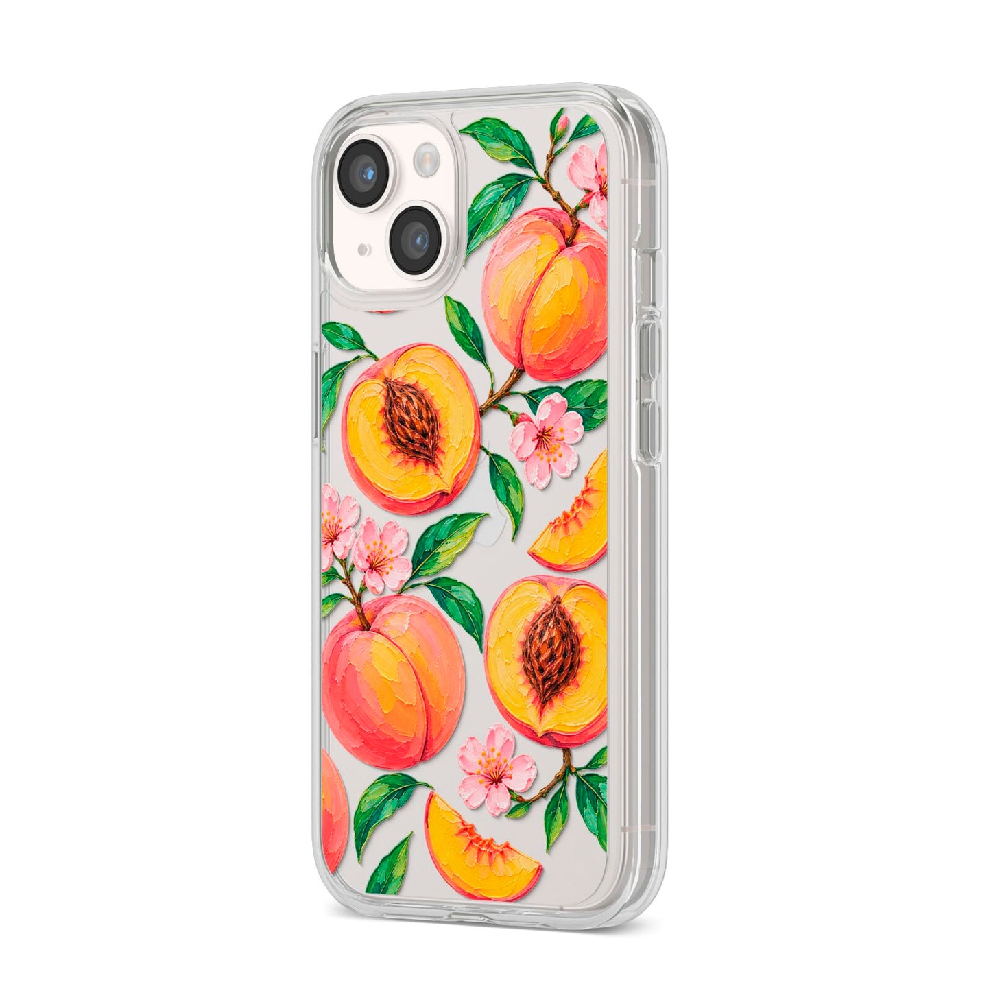 Peach Sorbet iPhone 14 Clear Tough Case Starlight Angled Image