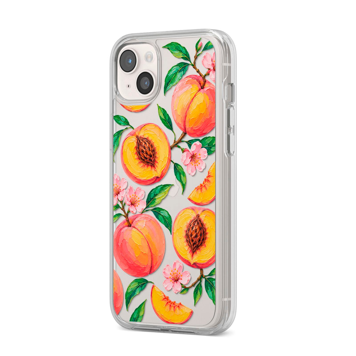 Peach Sorbet iPhone 14 Plus Clear Tough Case Starlight Angled Image