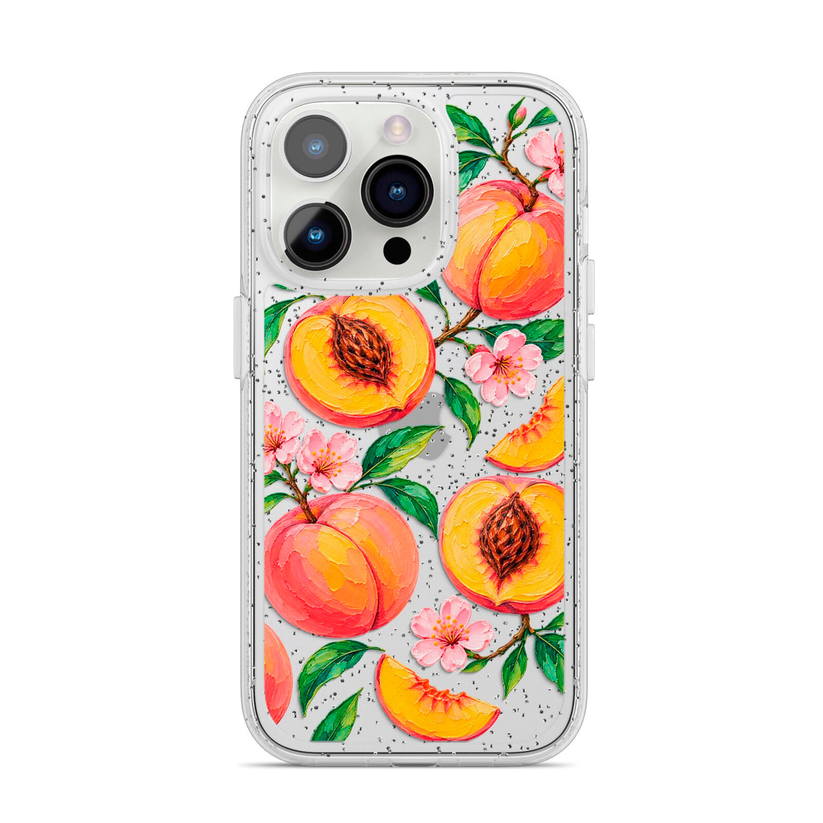 Peach Sorbet iPhone 14 Pro Glitter Tough Case Silver