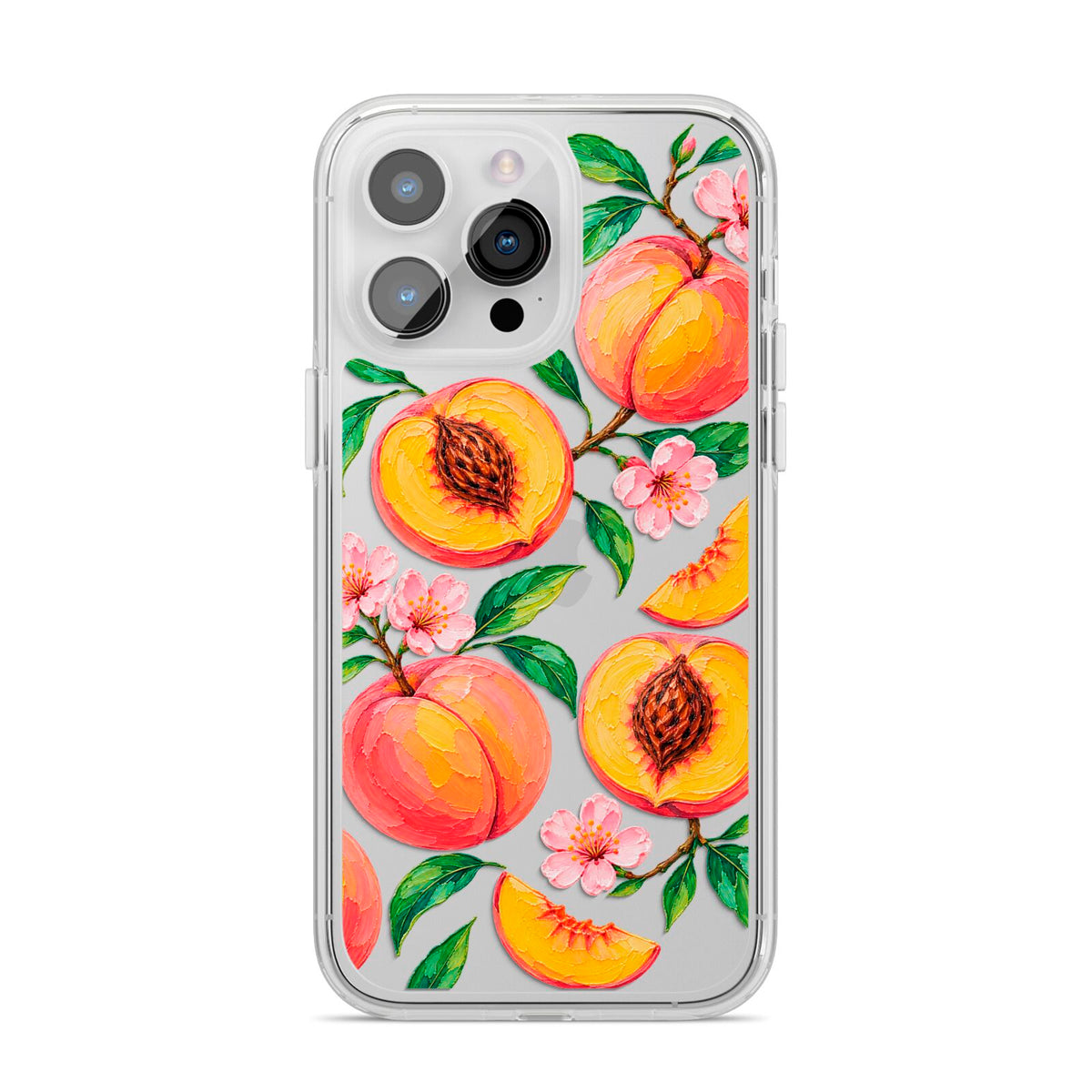 Peach Sorbet iPhone 14 Pro Max Clear Tough Case Silver
