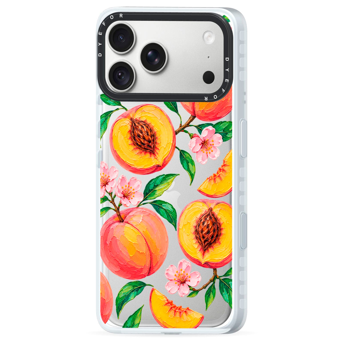 Peach Sorbet iPhone 18 Pro Max Black Impact Pre order Case Side Angle on Silver phone