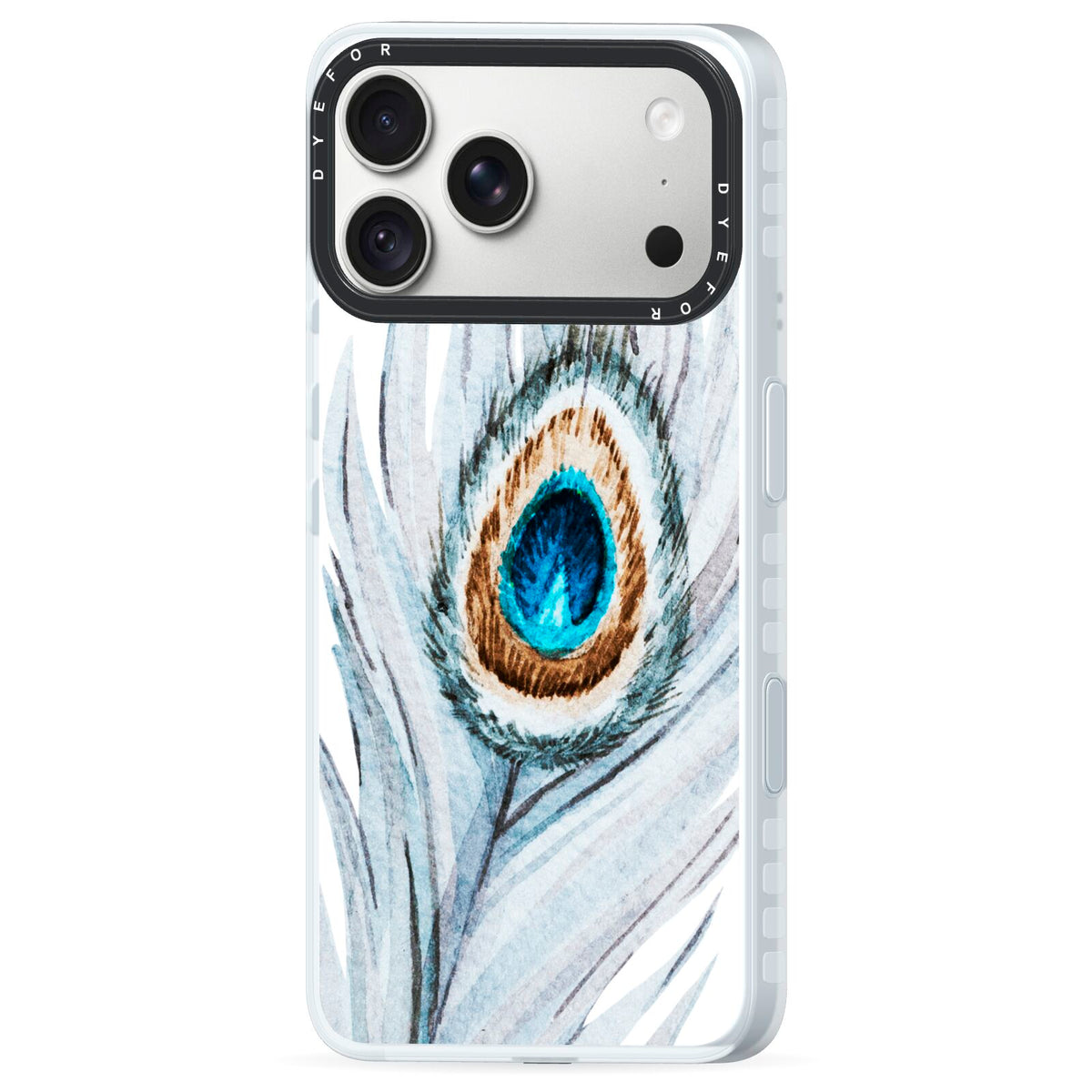 Peacock iPhone 18 Pro Max Black Impact Pre order Case Side Angle on Silver phone