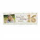 Personalised 16th Birthday Photo and Name Gold Balloon Celebration 3x1 Paper Banner