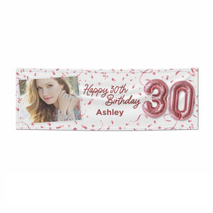 Personalised 30th Birthday Photo Rose Gold Balloons Banner
