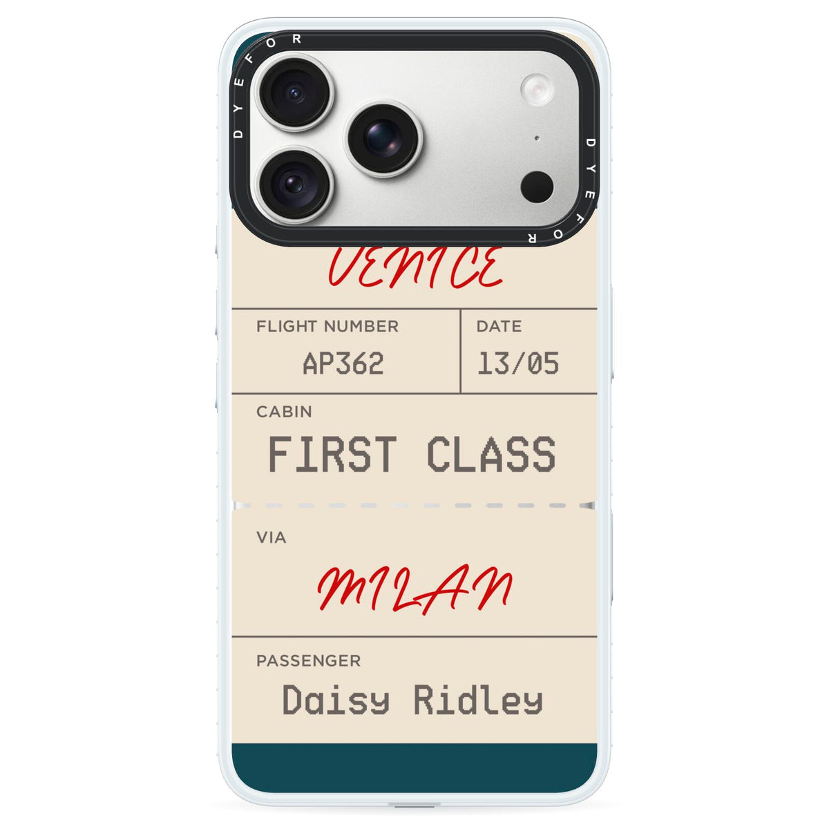 Personalised Baggage Tag iPhone 18 Pro Black Impact Pre order Case on Silver phone