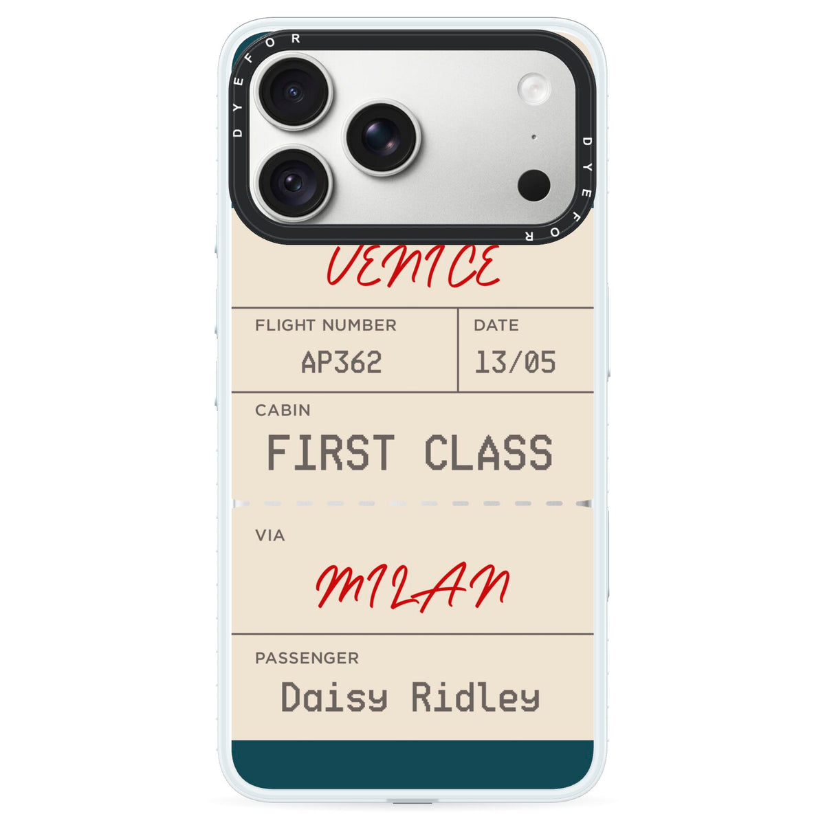 Personalised Baggage Tag iPhone 18 Pro Max Black Impact Pre order Case on Silver phone