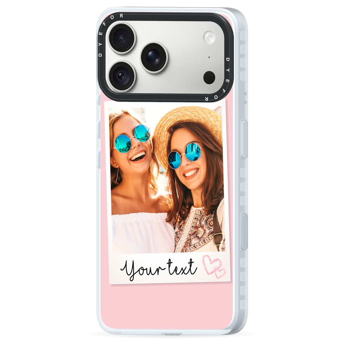Personalised Best Friend Photo iPhone 18 Pro Max Black Impact Pre order Case Side Angle on Silver phone