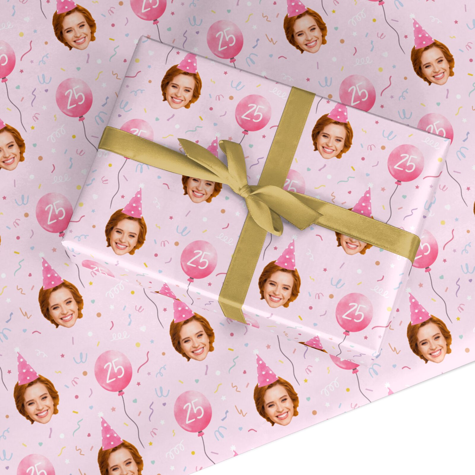Personalised Birthday Face and Age Party Pattern Custom Wrapping Paper