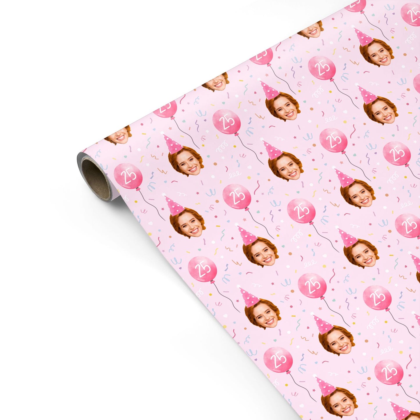 Personalised Birthday Face and Age Party Pattern Personalised Gift Wrap