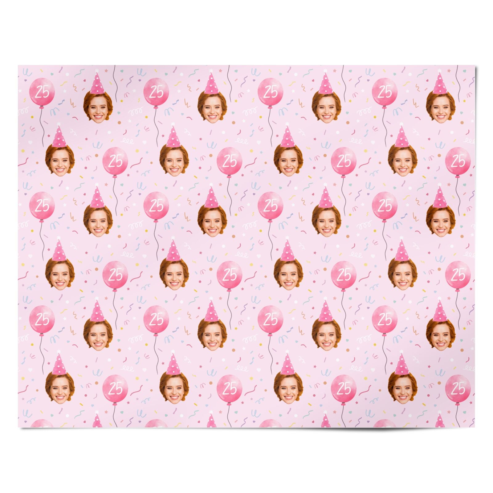 Personalised Birthday Face and Age Party Pattern Personalised Wrapping Paper Alternative