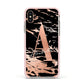Personalised Black Copper Marble Apple iPhone Xs Impact Case Pink Edge on Gold Phone