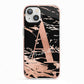 Personalised Black Copper Marble iPhone 13 TPU Impact Case with Pink Edges