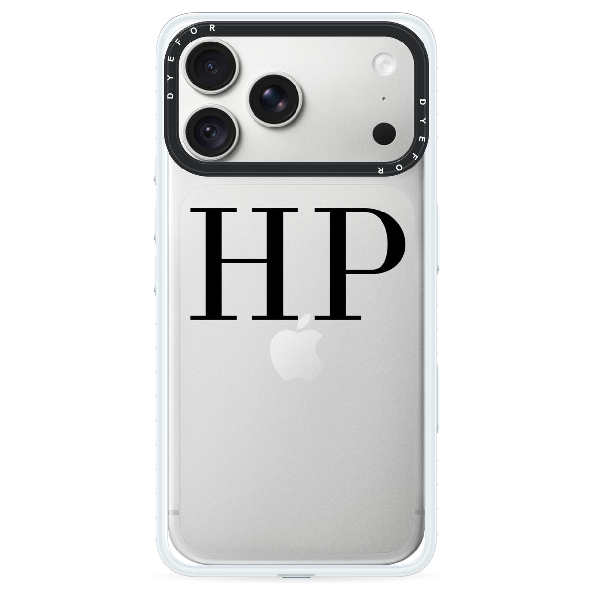 Personalised Black Initials On Clear iPhone 18 Pro Black Impact Pre order Case on Silver phone