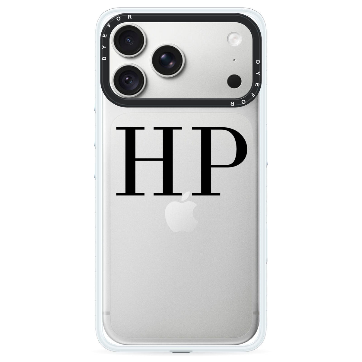 Personalised Black Initials On Clear iPhone 18 Pro Max Black Impact Pre order Case on Silver phone