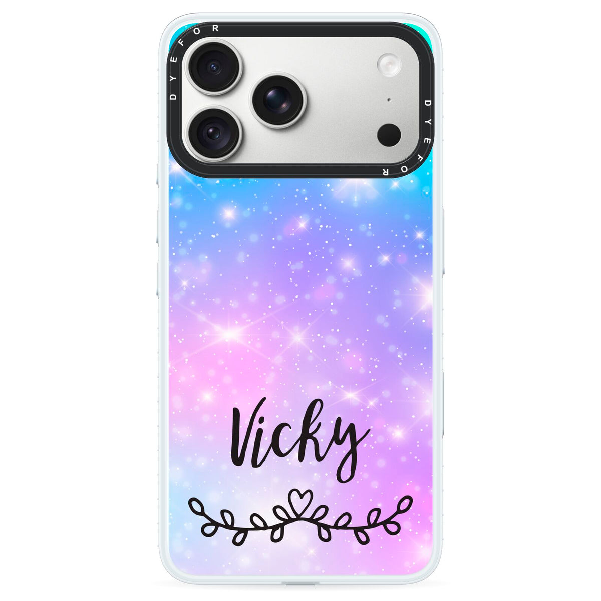 Personalised Black Name Purple Unicorn Marble iPhone 18 Pro Max Black Impact Pre order Case on Silver phone