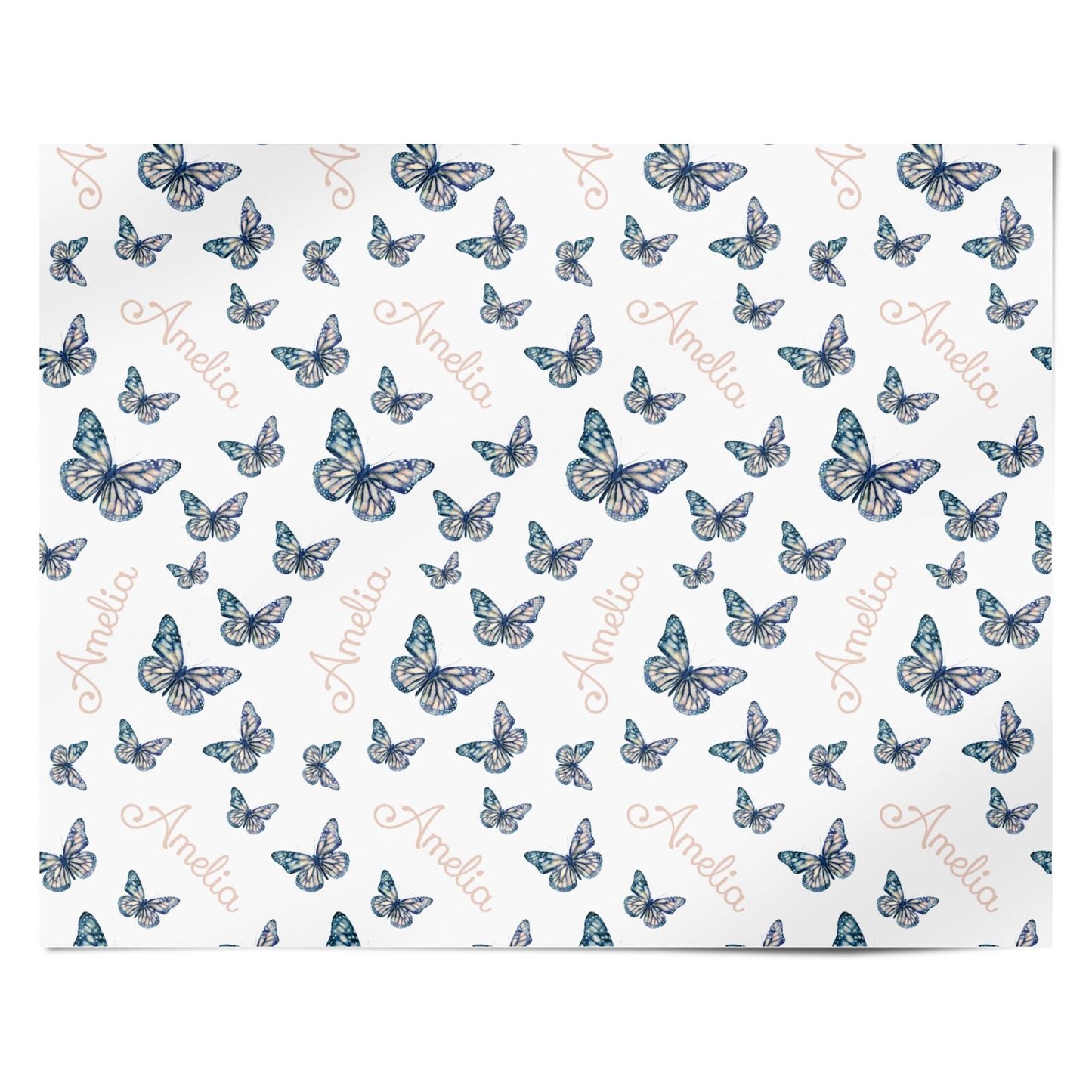 Personalised Blue Butterfly Personalised Wrapping Paper Alternative