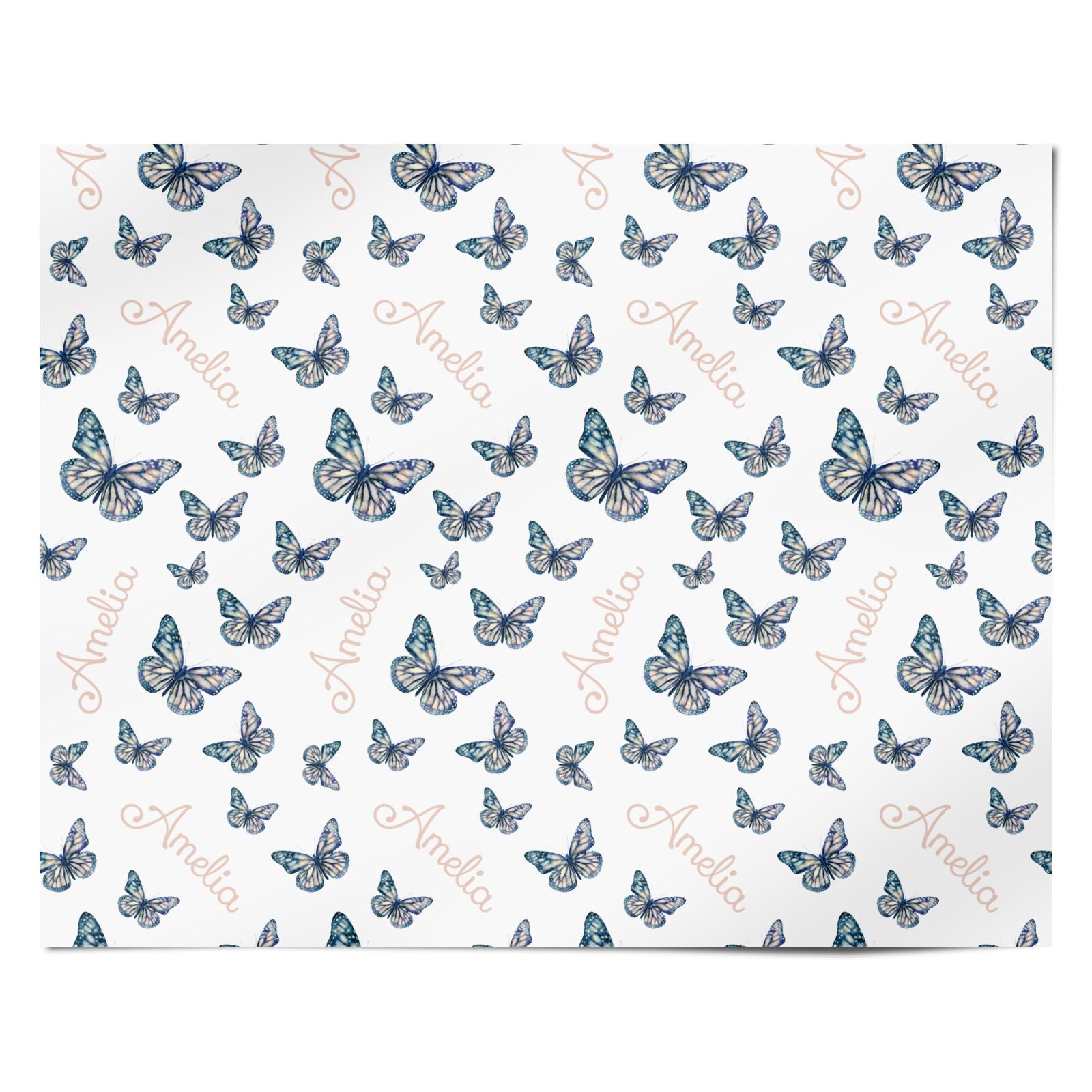 Personalised Blue Butterfly Personalised Wrapping Paper Alternative