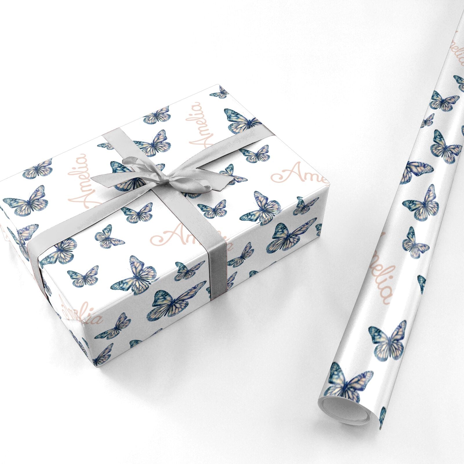 Personalised Blue Butterfly Personalised Wrapping Paper